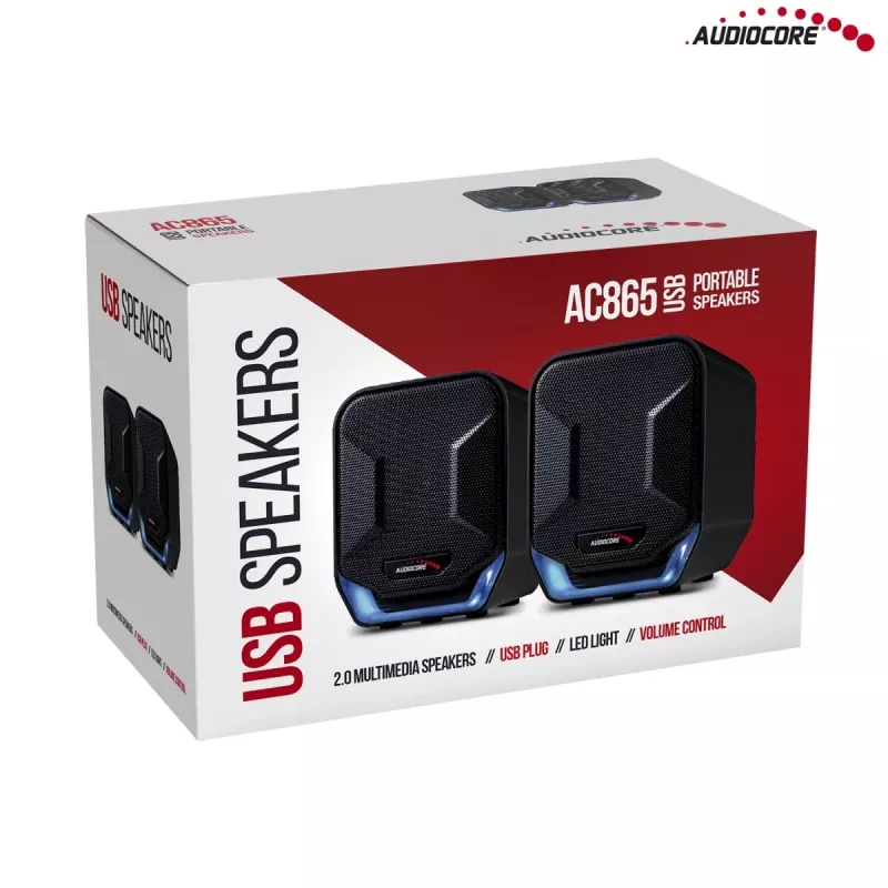 Audiocore AC865B altoparlanti USB 2.0 per computer, 6 W, nero/blu