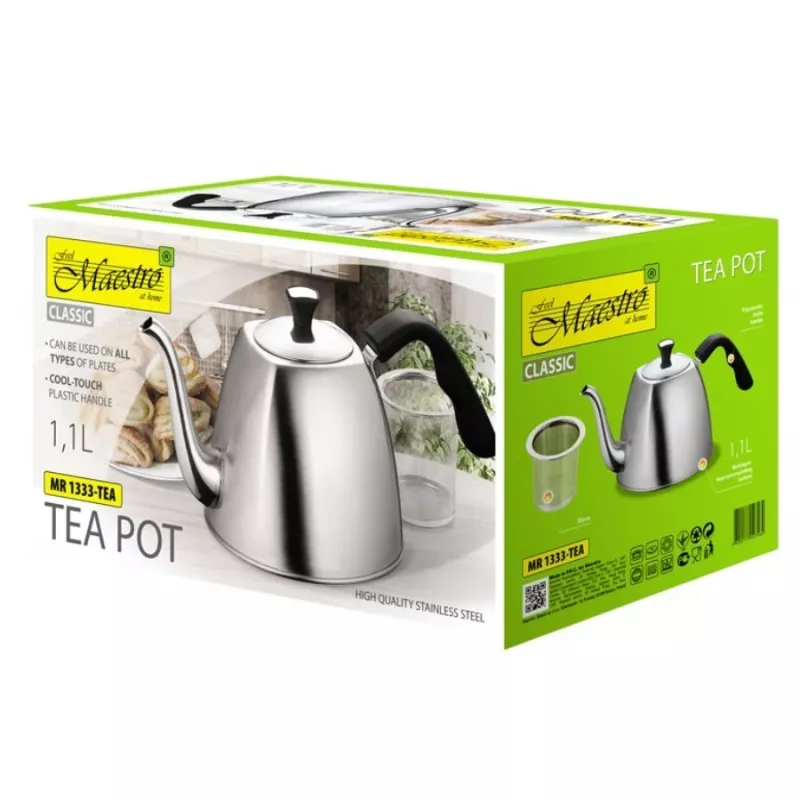 Maestro MR-1333-Tea teiera per tè ed erbe, 1,1 L, acciaio inox