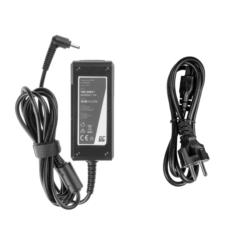 Green Cell PRO AD61P alimentatore per laptop Asus ZenBook, per interni, 45 W, 19 V 2,37 A, spinotto 3,0-1,1 mm, nero