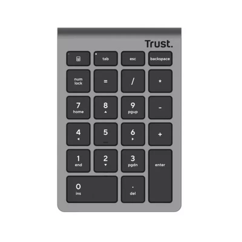 Tastierino numerico TRUST Xalas 22 tasti RF wireless switch a forbice per laptop/PC, argento, 94 g
