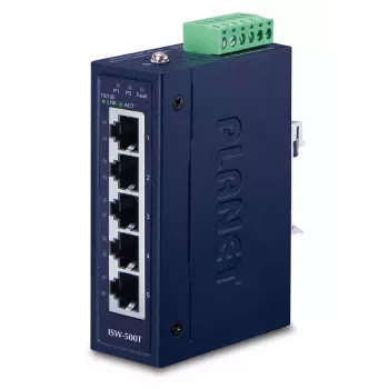 Switch di rete PLANET ISW-500T, unmanaged 5 porte Fast Ethernet (10/100), 12–48V, blu