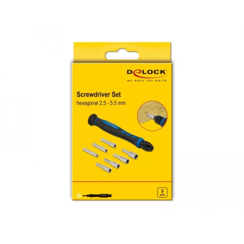 Set di cacciaviti DeLOCK 90551 8 pz. bussola esagonale cava 2,5 - 5,5 mm
