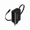 Caricabatterie CANYON OnCharge 65RC con cavo USB-C integrato, 65 W, 1x PD, 1x QC, spina EU, nero