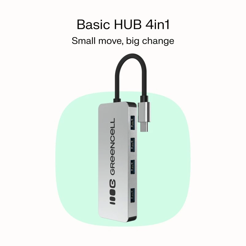 Hub USB Green Cell HUB-GC-C4A — hub USB-C 3.0 a 4 porte