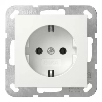 Gira 444013 presa SCHUKO con placca di montaggio, da parete, bianco puro