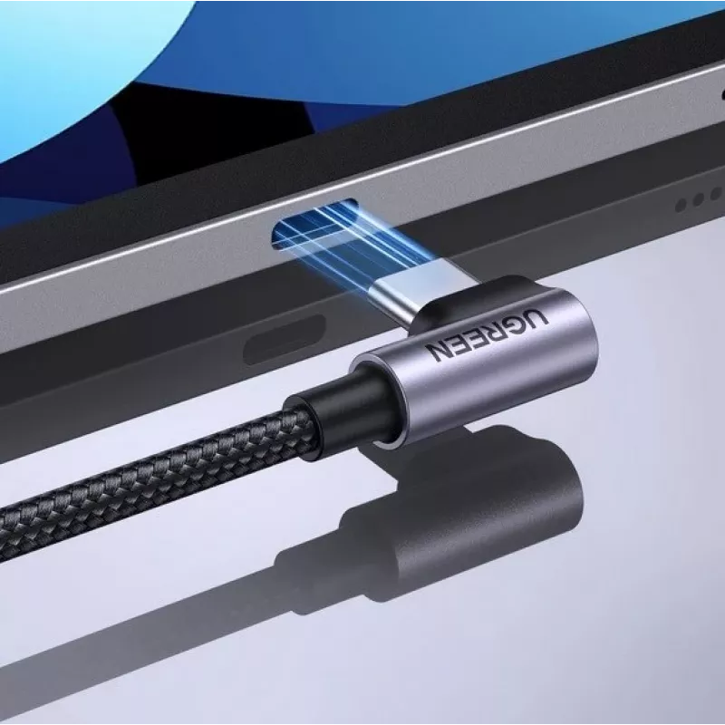 Ugreen USB-C (dritto) / USB-C (angolare) PD QC 60W 3A 0,5 m US255 (grigio)