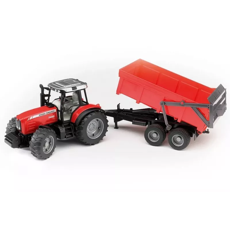 Modello trattore BRUDER Massey Ferguson 7480 con rimorchio ribaltabile