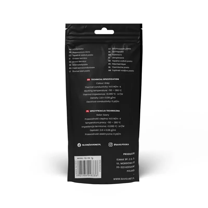 Pasta termica Savio TG-04 per dissipatori