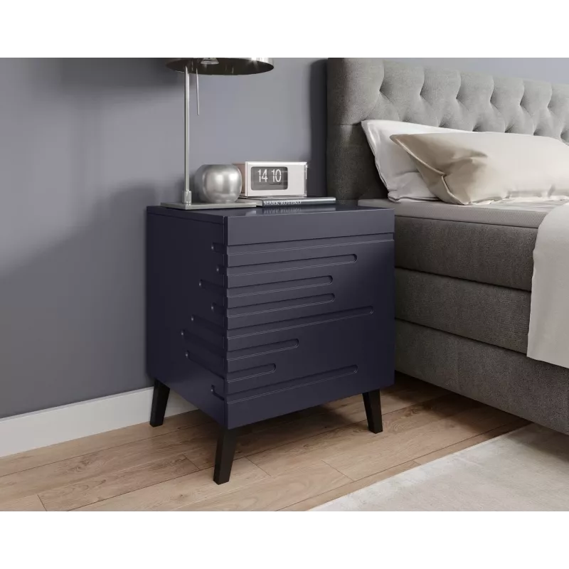 Comodino cama meble NOVA 44×40×52 cm, 1 cassetto, blu navy opaco