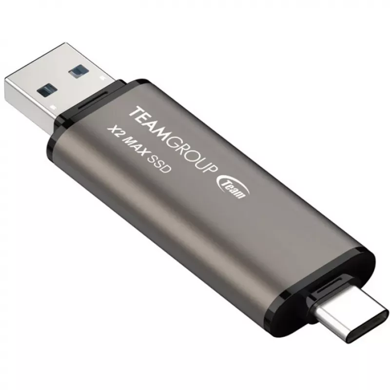 TeamGroup X2 MAX chiavetta USB dual USB-A/USB-C da 1 TB, USB 3.2 Gen 2, titanio/nera