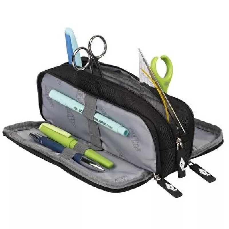 WEDO Business 242 45101 astuccio Schlamperbox con 3 scomparti, poliestere, nero