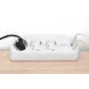 Ciabatta DIGITUS 3 prese con 2×USB-A e 1×USB-C, 3 prese AC tipo E/F, cavo 1,5 m, bianco