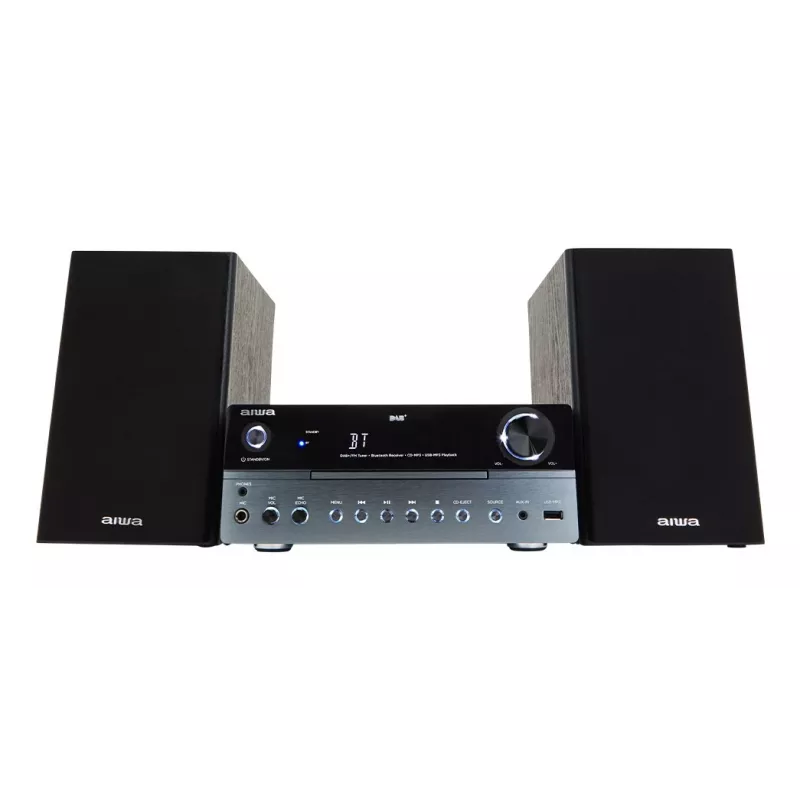 Microsistema audio domestico Aiwa MSBTU-700DAB — 25 W RMS, DAB+/FM, Bluetooth 10 m, vano CD, display LED, nero/blu artico