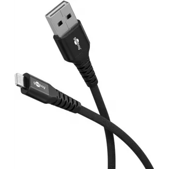 Goobay cavo Lightning a USB-A in tessuto extra morbido con connettori in metallo, 2 m (74504)