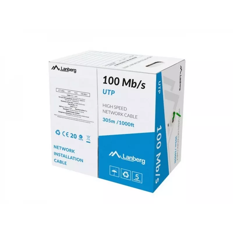 Cavo di rete LANBERG LCU5-10CC-0305-G U/UTP Cat5e 305 m verde, 24 AWG, CCA, guaina in PVC