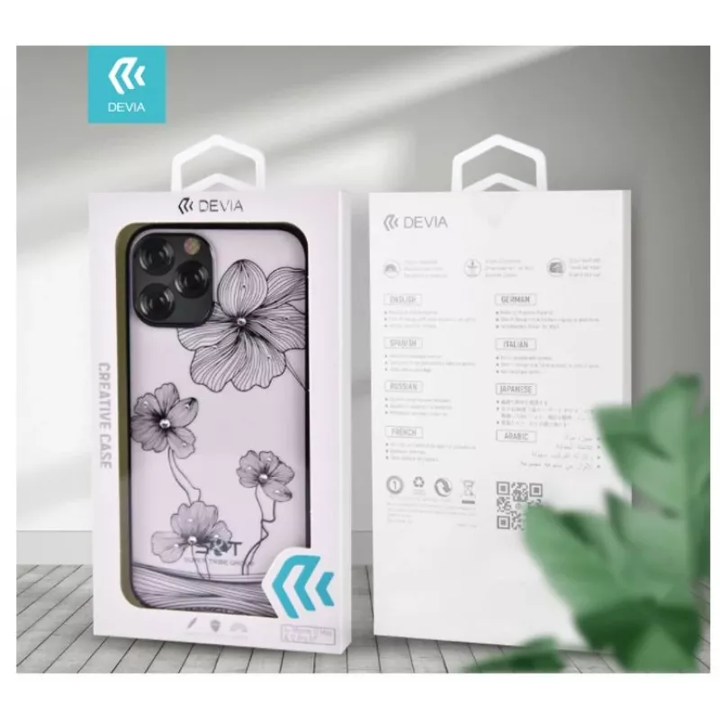 Custodia protettiva Devia Crystal Flora per iPhone 12 Pro Max — blu trasparente, vestibilità slim