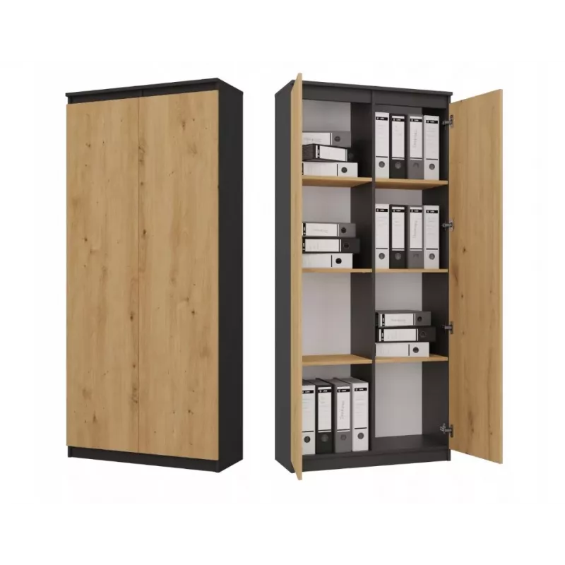 RS-80 HEMN libreria per ufficio, antracite/rovere artisan