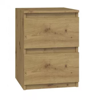 Comodino Top e shop M2 ARTISAN, 2 cassetti, legno rovere, 300×300×400 mm