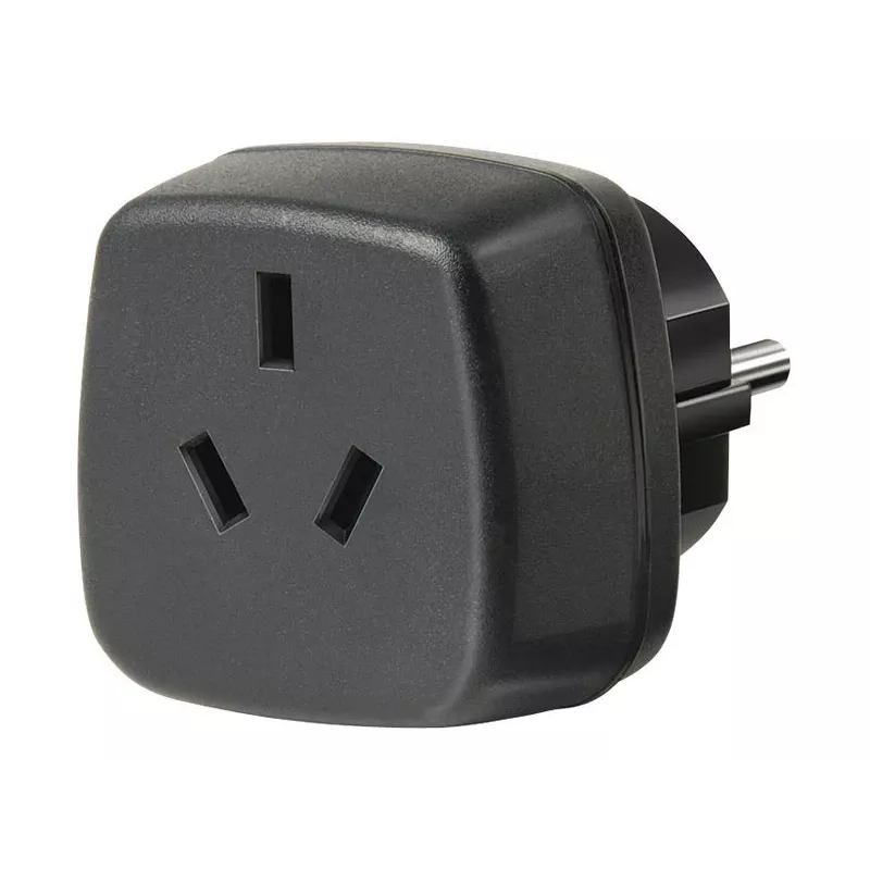 Adattatore da viaggio AUS/CN > spina con messa a terra, adattatore per presa nero