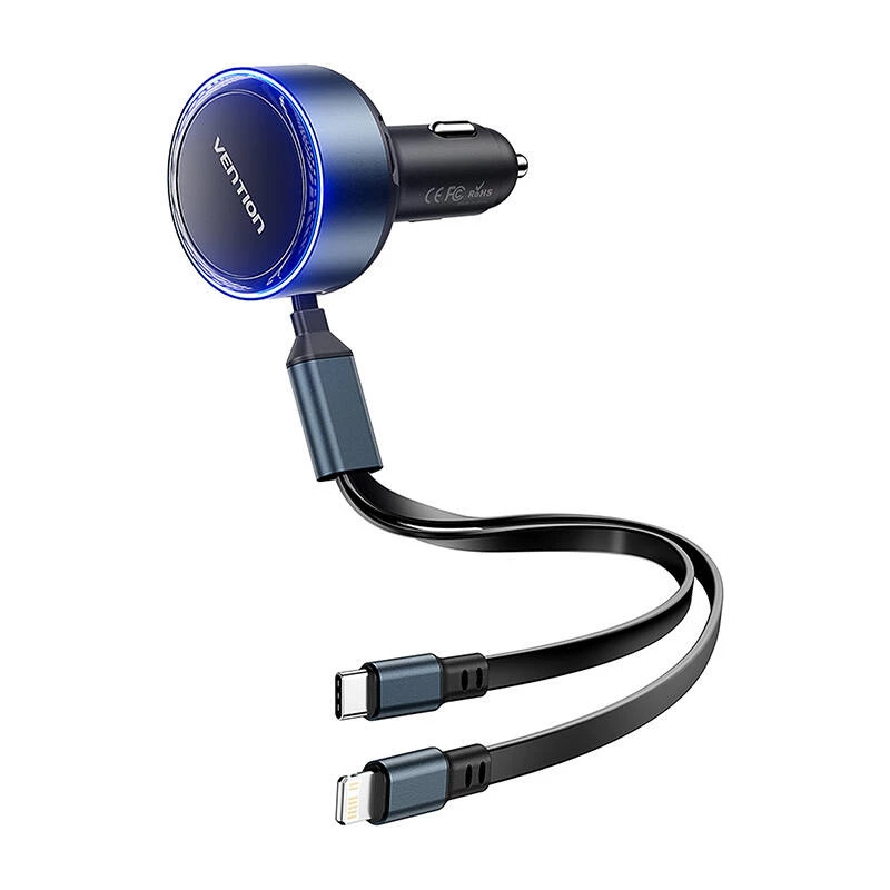 Caricabatterie da auto Vention FFOB0 30W con cavo USB-C a Lightning, 30 W per la ricarica dell'iPhone