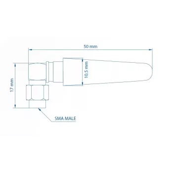 Antenna LTE Teltonika 003R-00296, 5dBi, connettore maschio SMA, angolata