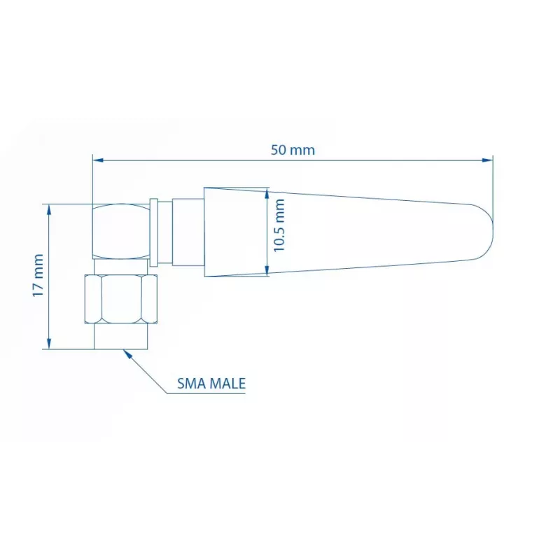 Antenna LTE Teltonika 003R-00296, 5dBi, connettore maschio SMA, angolata