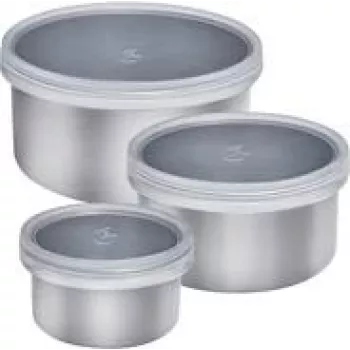 Set contenitori per alimenti Lurch 240885 — 3 pezzi, 0,4 L ciascuno, argento