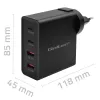 Qoltec GaN POWER PRO caricabatterie | 2xUSB-C | 2xUSB | 130W | 5-20V | 1.5-5A | XP | nero