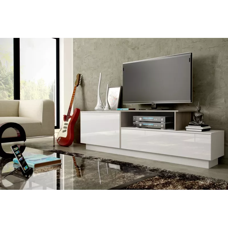 Mobile TV Cama SIGMA 3 180 bianco/bianco lucido + rovere Sonoma