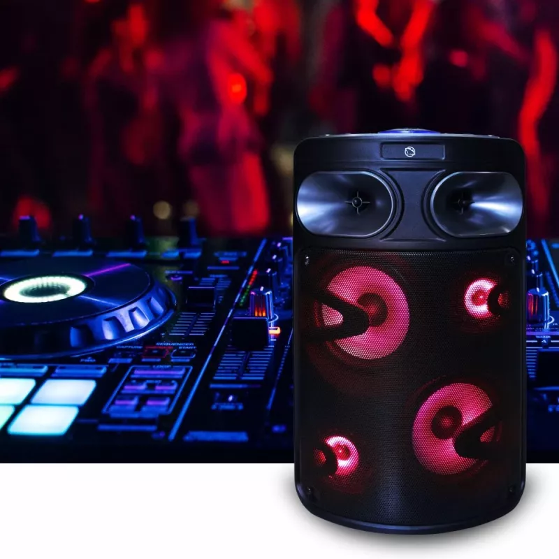 Altoparlante karaoke Bluetooth portatile MANTA SPK0803B140 140W, a batteria, MIC/USB/microSD, FM, equalizzatore, ruote