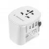 Adattatore da viaggio GEMBIRD TPA-EU2A1C15-01-W – 15W, connettore maschio Type-E, 2× USB-A + 1× USB-C, 100–250V