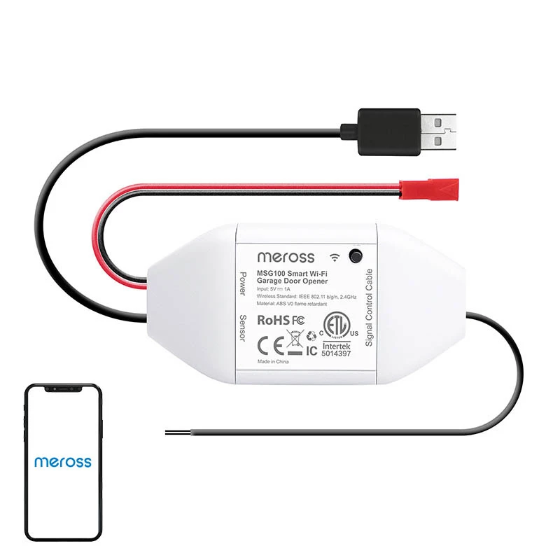 Interruttore smart per garage Meross MSG100HK compatibile HomeKit — controllo Wi-Fi per porta garage singola