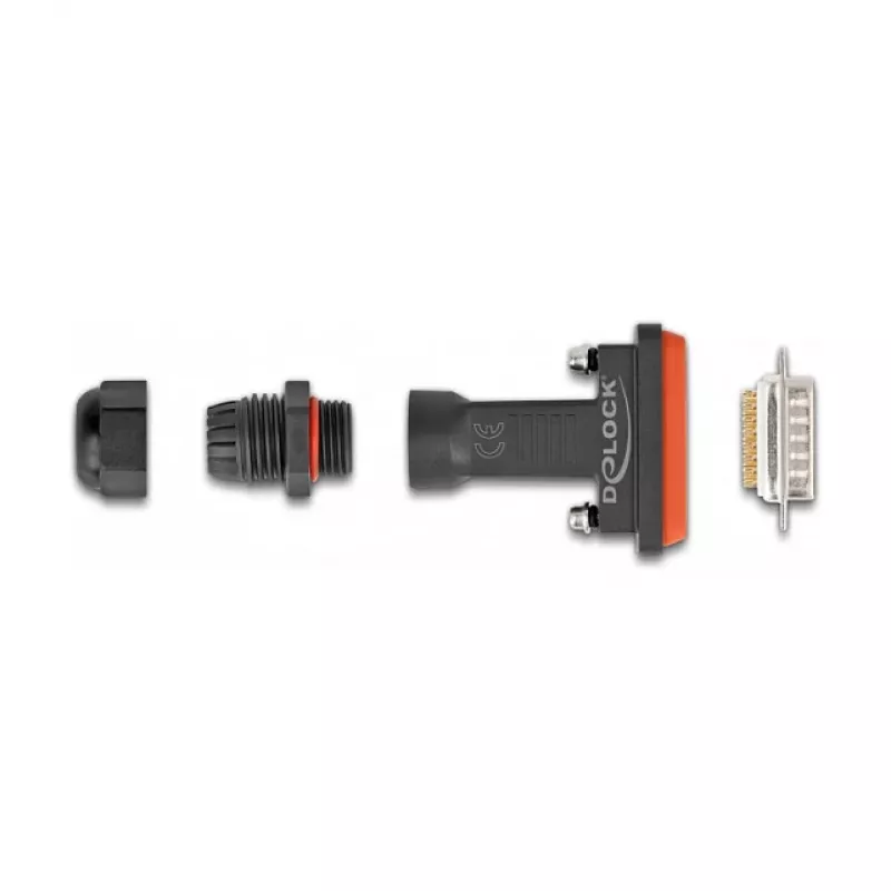 Connettore maschio D-Sub 15 pin DeLOCK con custodia IP67 impermeabile