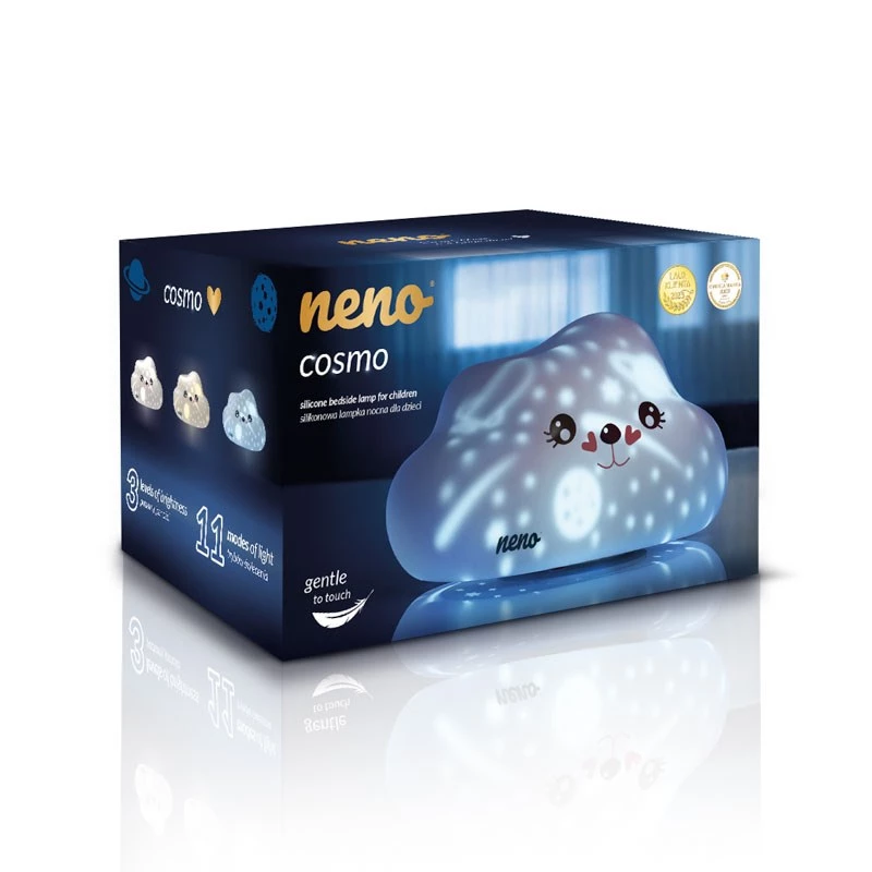 Lampada notturna LED per letto neno COSMO – portatile, silicone, ricaricabile, 3 livelli di luminosità, bianco, a batteria