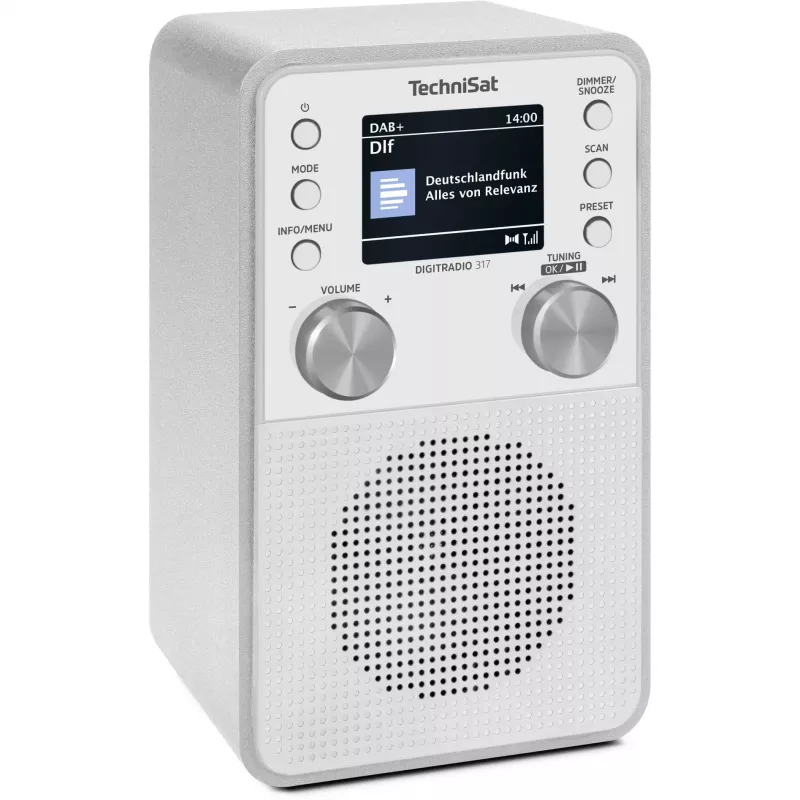 Radio digitale TECHNISAT DigitRadio 317 bianco — ricezione FM e DAB+, design da tavolo compatto