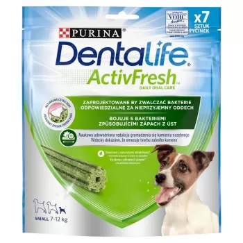 Snack dentale Purina Nestle Dentalife Active Fresh Small 115 g — snack per l'igiene dentale per cani adulti di piccola taglia (pollame), prevenzione del tartaro