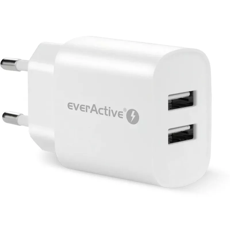 CARICABATTERIE TELEFONO 2X USB 2, 4A 12W BIANCO