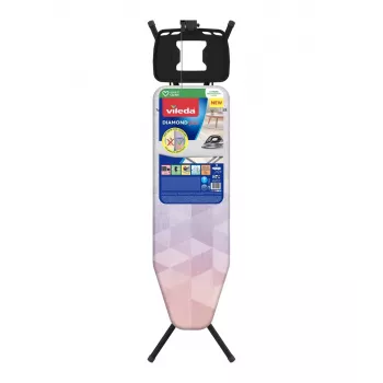 Asse da stiro a tutta lunghezza VILEDA Dimond Plus 173270 — 1200×380 mm, altezza regolabile 77–97 cm, copertura in cotone, gambe in acciaio, appoggio ferro da stiro