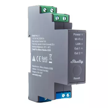 Interruttore relè Shelly Pro 2 per guida DIN WiFi/LAN/Bluetooth