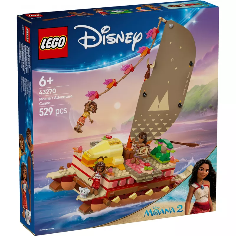 LEGO Disney 43270 La canoa dell'avventura di Moana, 529 pezzi, 3 minifigure, 6+