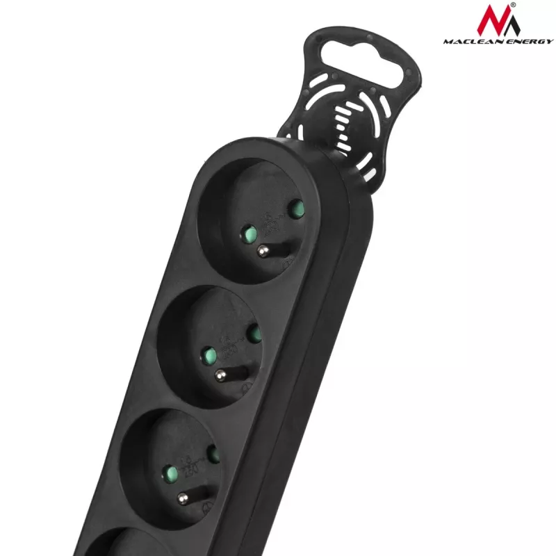 Prolunga elettrica MACLEAN MCE225 — cavo 1,5 m, 6 prese AC Type F, per interni, nero
