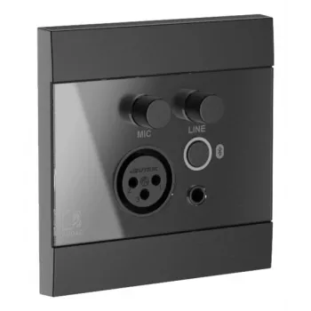 AUDAC WP225/B pannello a parete, microfono XLR + connettore femmina jack 3,5 mm, Bluetooth, nero