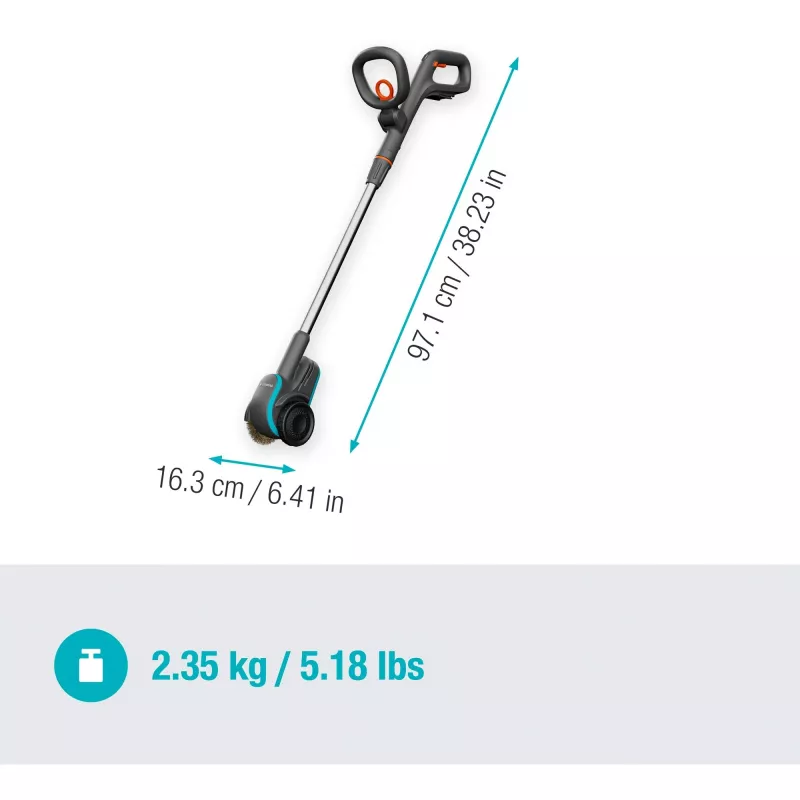 Gardena 14820-55 EasyWeed 1800/18V P4A solo spazzola per fughe a batteria, rimuovi erbacce, senza batteria e caricabatterie, grigio/turchese