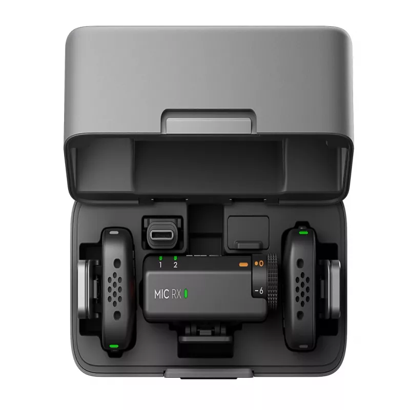 DJI Mic Mini (2 TX + 1 RX + custodia di ricarica) kit microfono wireless - grigio scuro