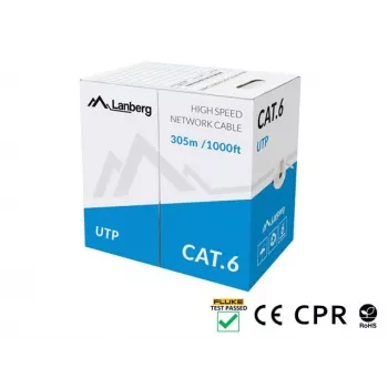 Cavo di rete LANBERG Cat6 U/UTP LCU6-11CU-0305-S, 305 m, 23 AWG, grigio, guaina HDPE