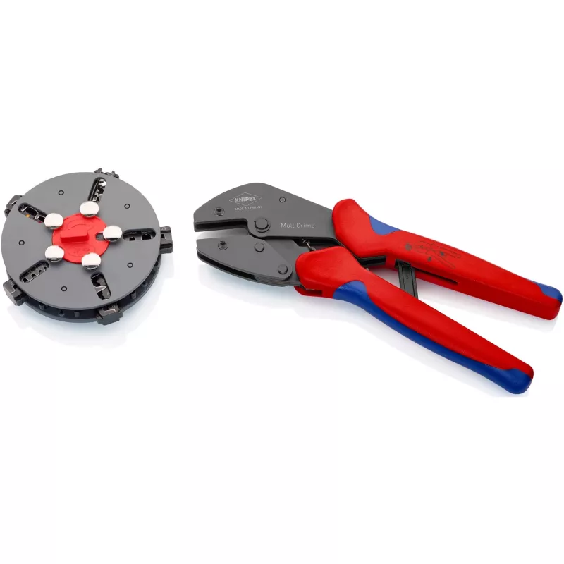 Knipex 97 33 02 pinza crimpatrice per cavi attrezzo crimpatura blu, rosso