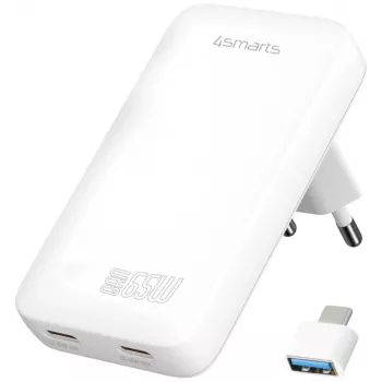 Caricabatterie FlatPlug 65W GaN Dual USB-C bianco