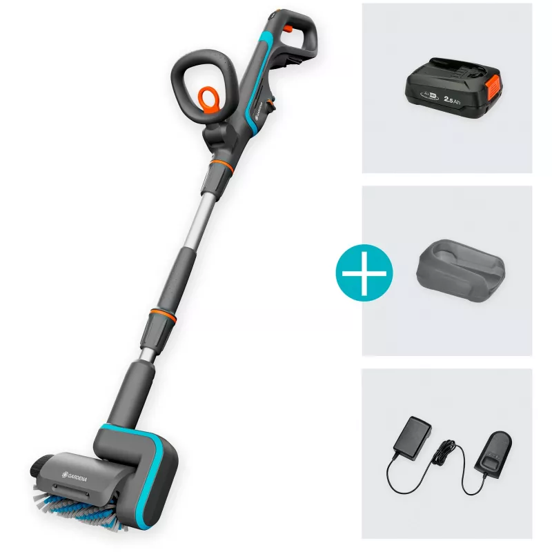 Pulitore elettrico per terrazze GARDENA 14841-20 a batteria verde grigio arancione