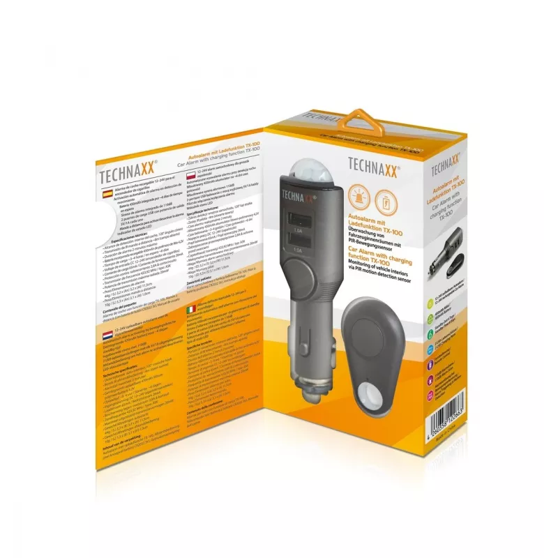 Caricabatterie universale per dispositivi mobili Technaxx 4743 nero accendisigari auto