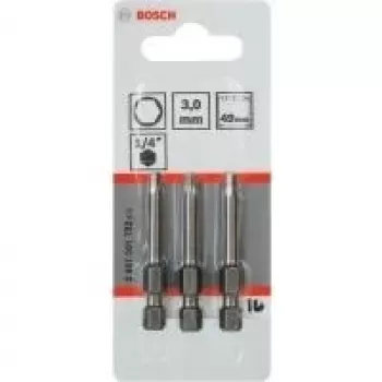 Set di punte per avvitatore Bosch 3 pz. extra dure, Hex 3 mm, lunghezza 49 mm, attacco 1/4